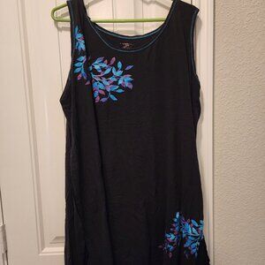 Avenue Black with Blue Purple Flower Sleep Shirt 22